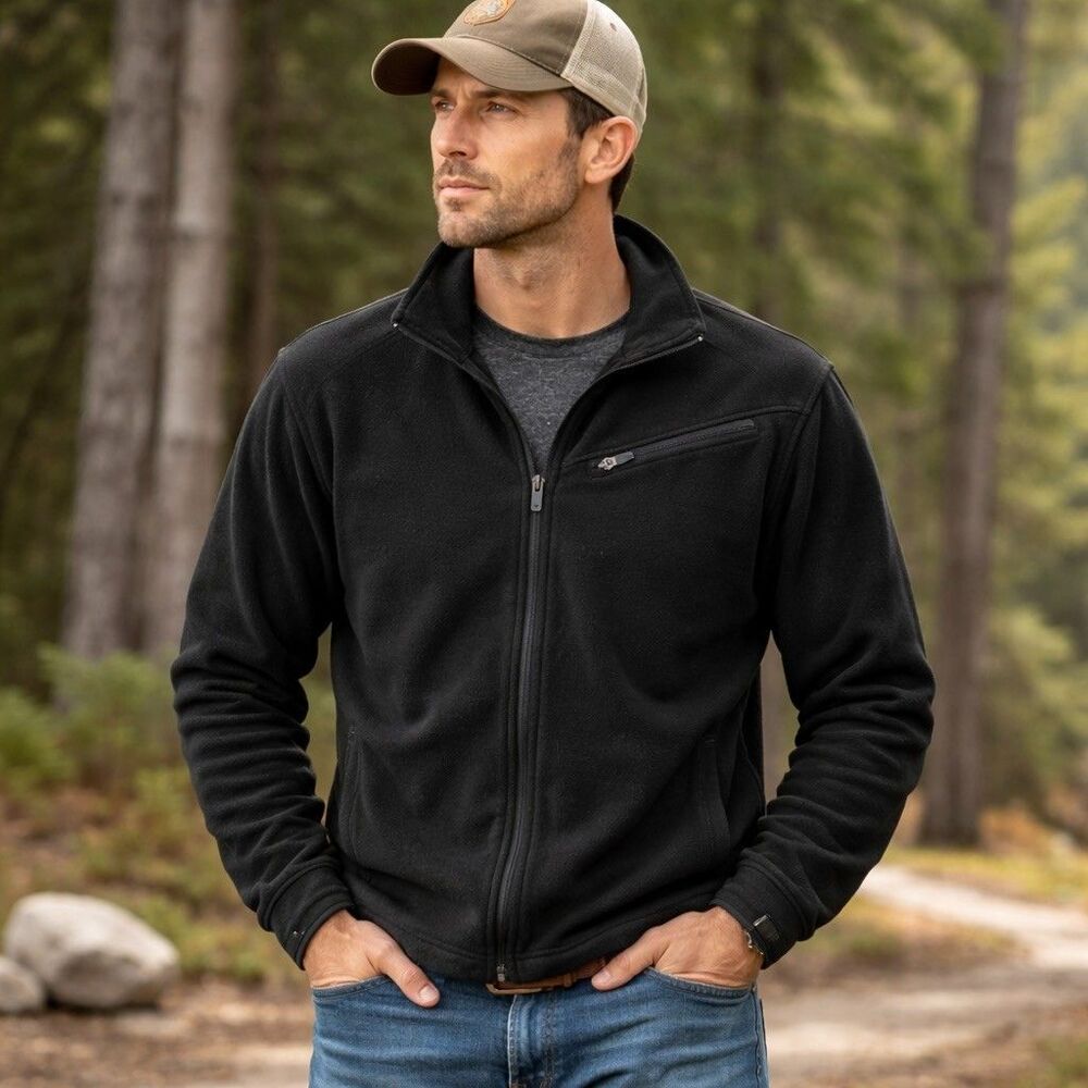 Duluth Trading Co Polartec Fleece Full Zip Jacket Sz L Black Rugged Outdoors